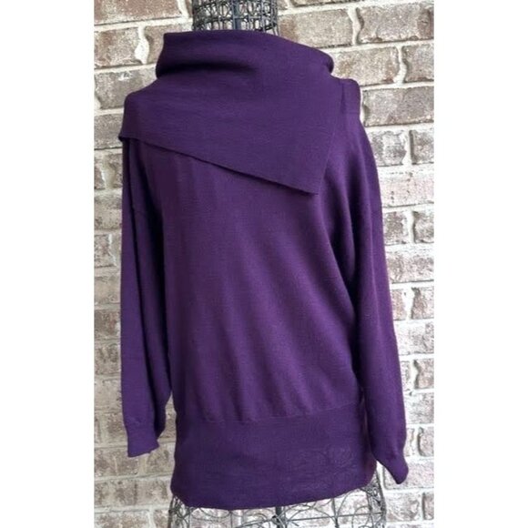 Vintage Tweeds Womens Merino Wool Sweater XL Purple Cowl Neck Business Casual - Picture 2 of 11